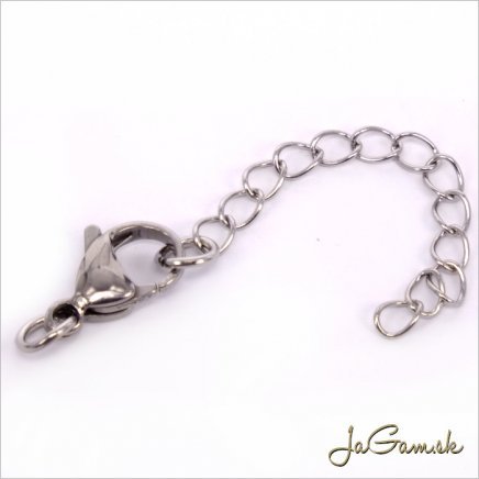 Karabínka 15mm s predl.retiazkou CHIRURGICKÁ OCEĽ, 2ks (ch1580)